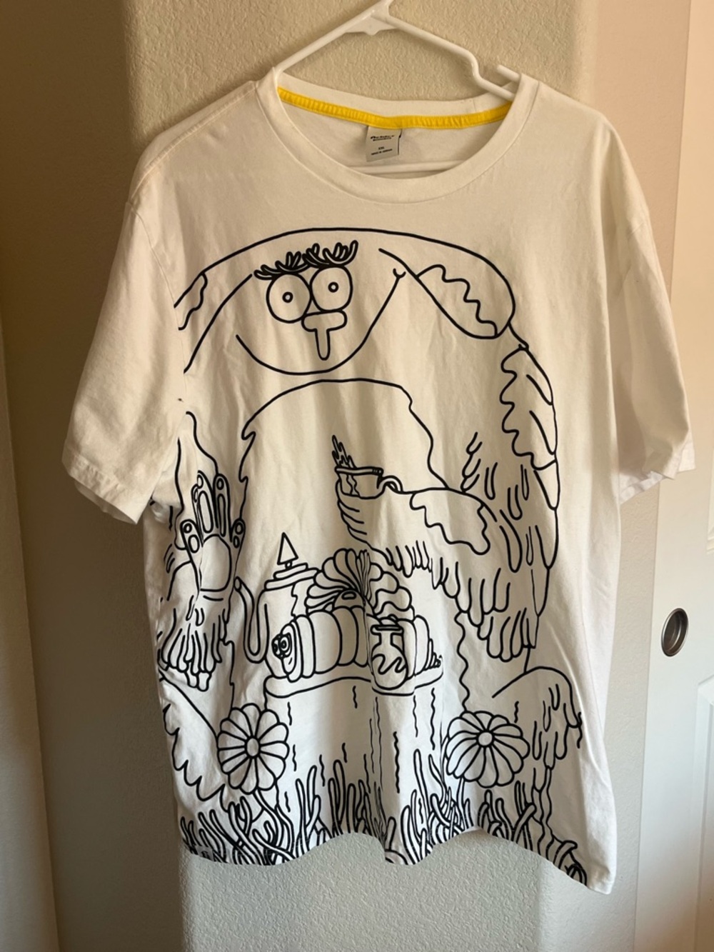 Bonobos White Short Sleeve T-Shirt with Black Line Art Graphic